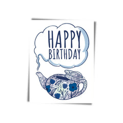 " Happy Birthday Teapot " Greeting Card